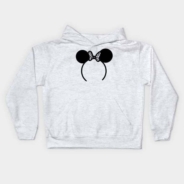 Black and White Minnie Ears Kids Hoodie by CalliesArt